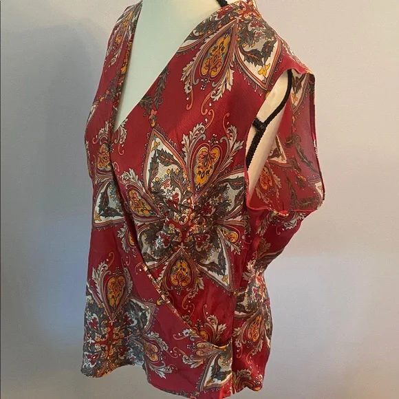 100% pure silk wrap top by Talbots size 16 sleeveless - Picture 3 of 8